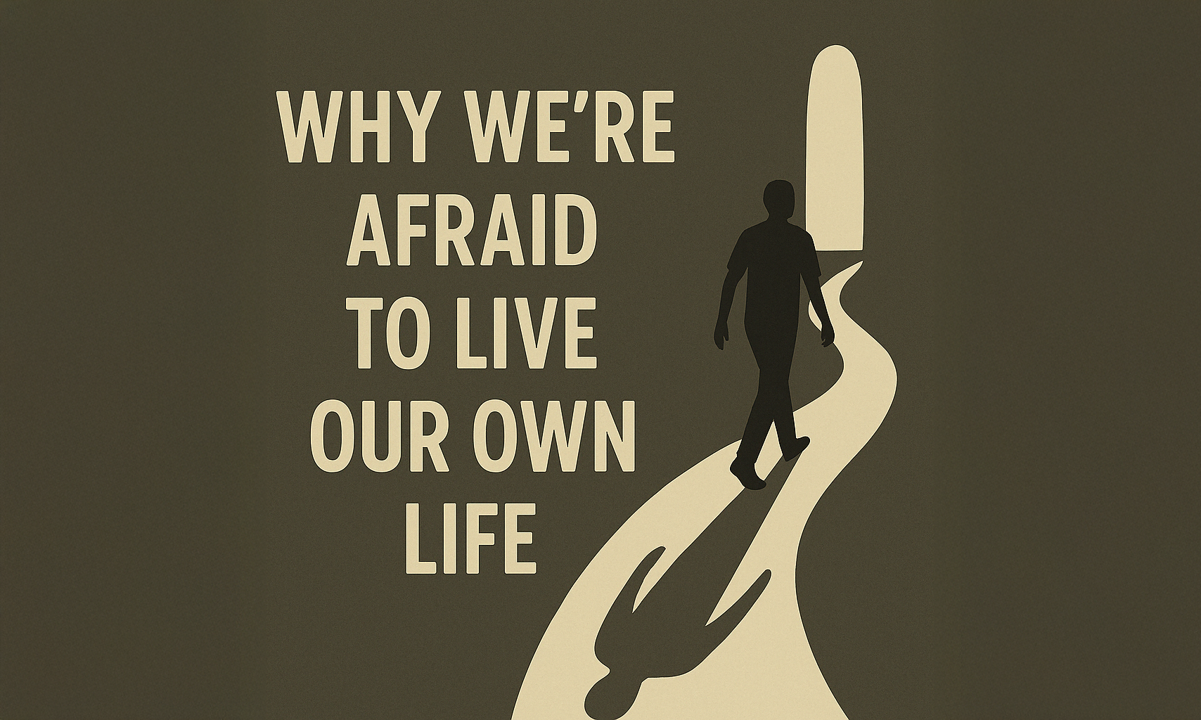 Illustration of a woman walking away from a crowd into the light, symbolizing breaking free and choosing her own path.